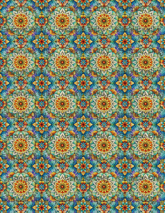 Colorful Stained Glass Window Pattern Set 3 Pattern Image Transfer Sheet For Polymer Clay