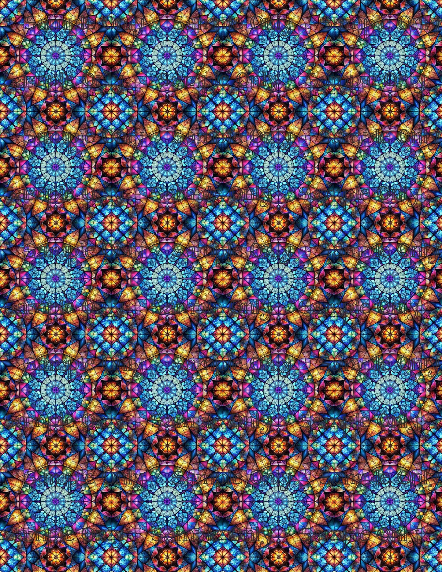 Colorful Stained Glass Window Pattern Set 4 Pattern Image Transfer Sheet For Polymer Clay