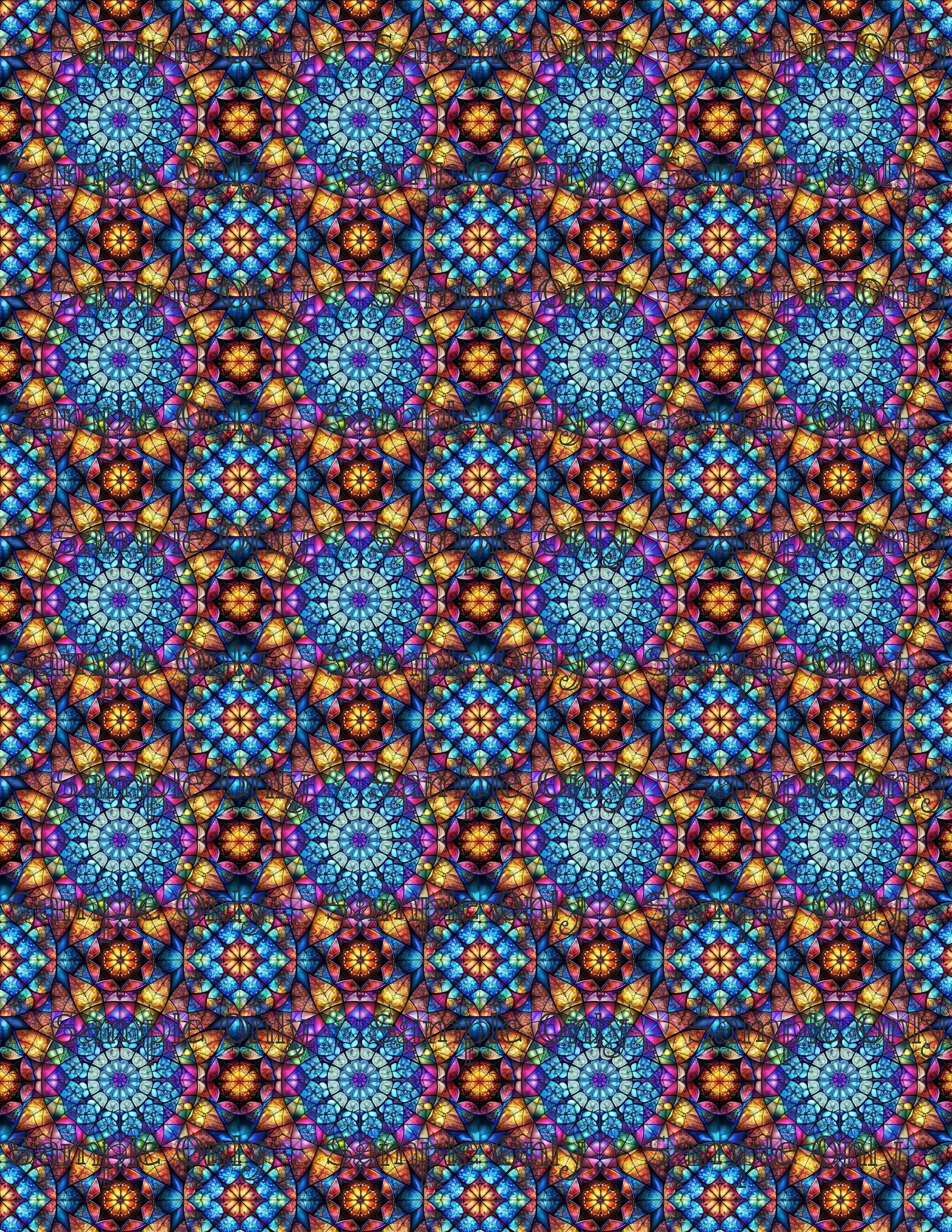 Colorful Stained Glass Window Pattern Set 4 Pattern Image Transfer Sheet For Polymer Clay