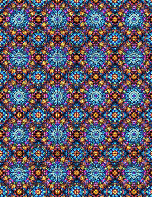 Colorful Stained Glass Window Pattern Set 4 Pattern Image Transfer Sheet For Polymer Clay