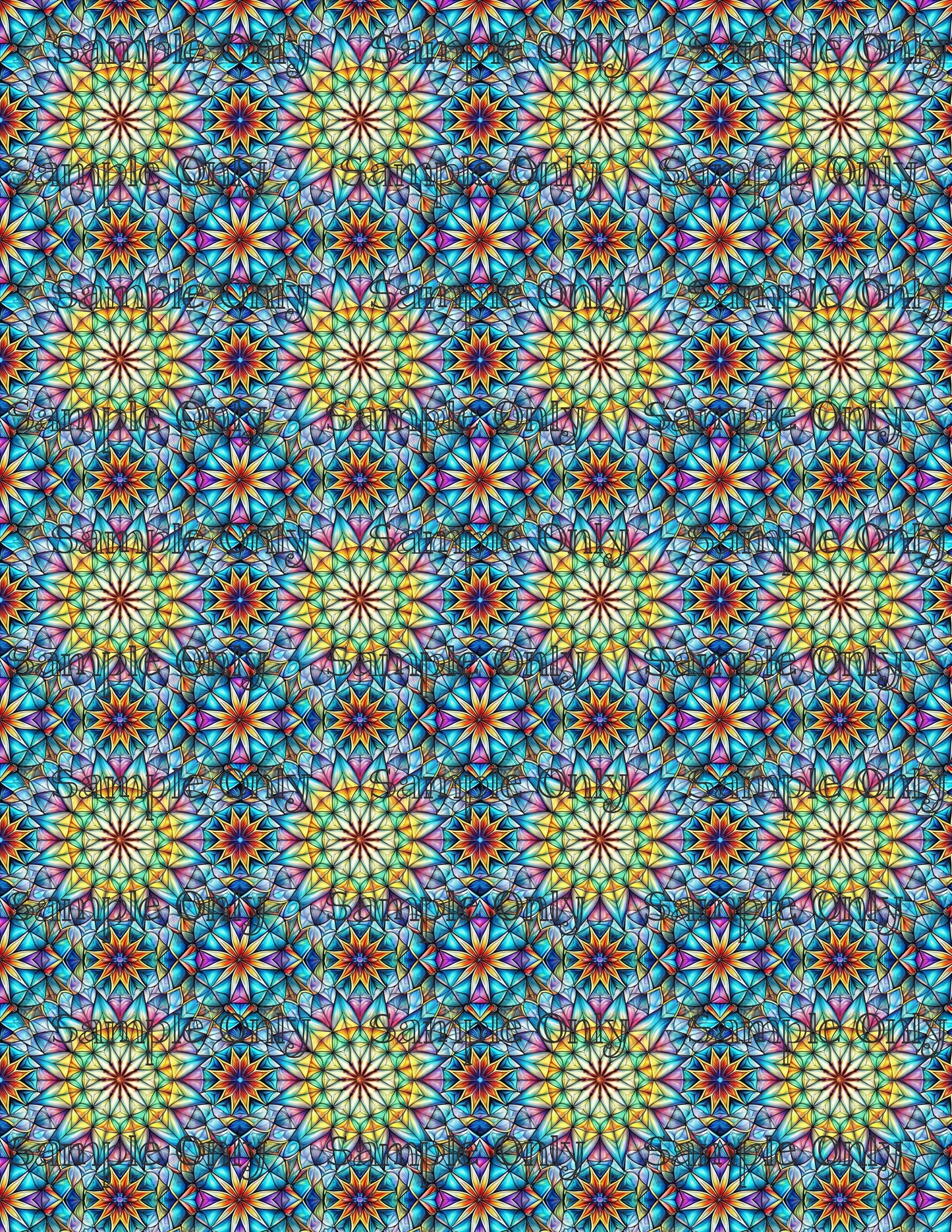 Colorful Stained Glass Window Pattern Set 5 Pattern Image Transfer Sheet For Polymer Clay