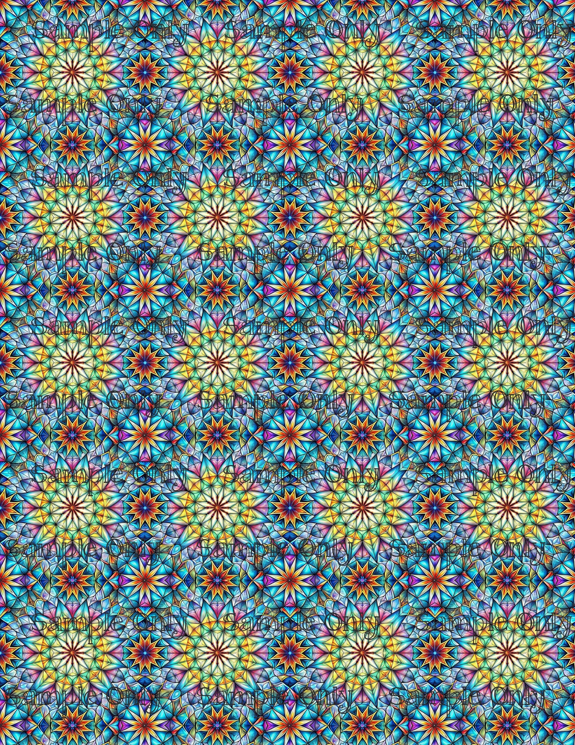 Colorful Stained Glass Window Pattern Set 5 Pattern Image Transfer Sheet For Polymer Clay