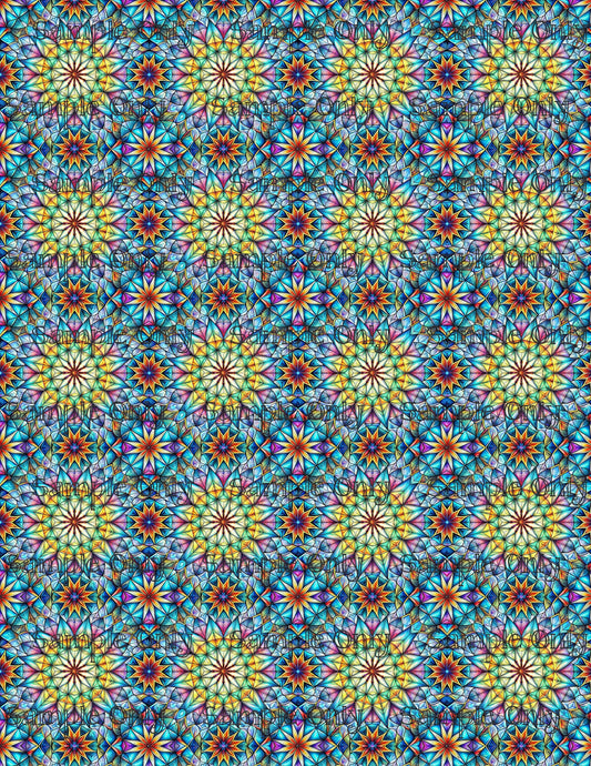 Colorful Stained Glass Window Pattern Set 5 Pattern Image Transfer Sheet For Polymer Clay