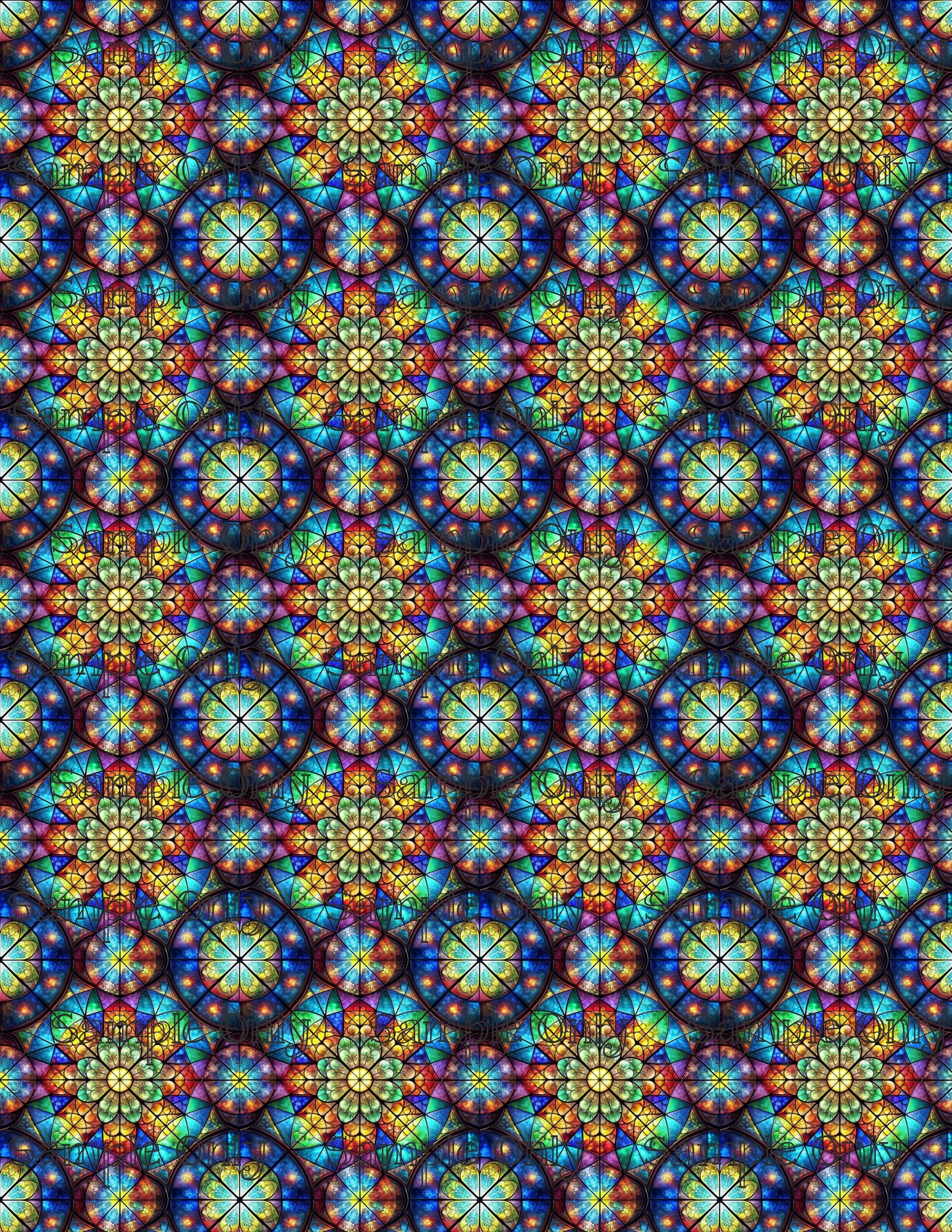 Colorful Stained Glass Window Pattern Set 6 Pattern Image Transfer Sheet For Polymer Clay