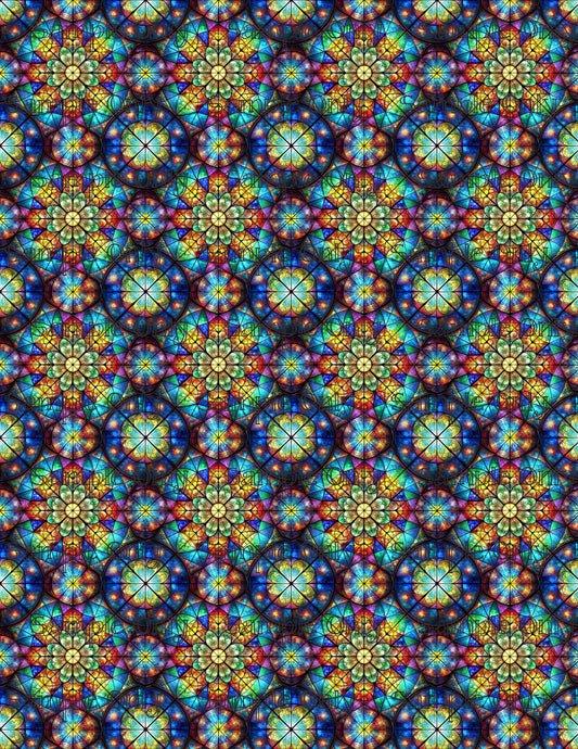Colorful Stained Glass Window Pattern Set 6 Pattern Image Transfer Sheet For Polymer Clay