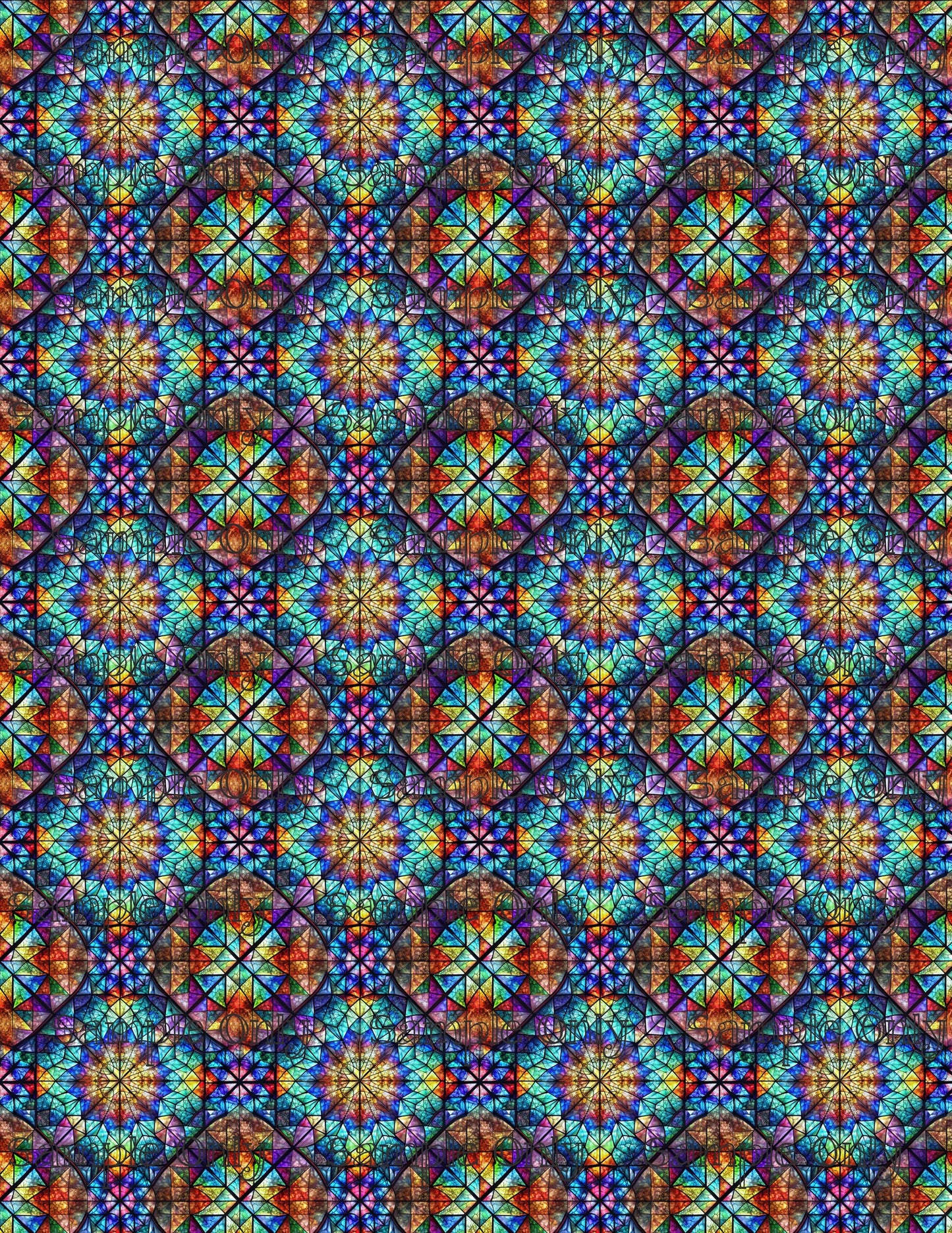Colorful Stained Glass Window Pattern Set 7 Pattern Image Transfer Sheet For Polymer Clay