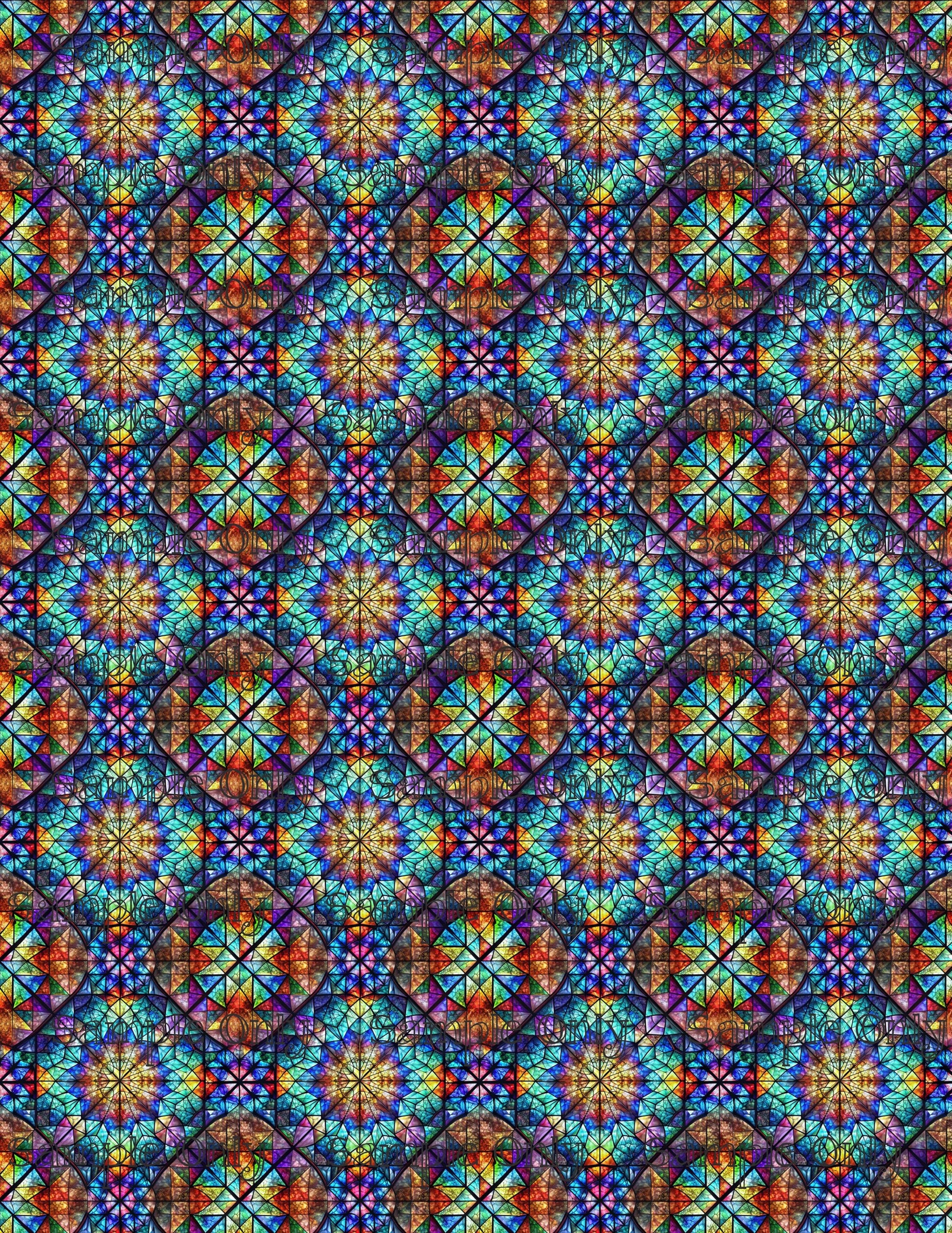 Colorful Stained Glass Window Pattern Set 7 Pattern Image Transfer Sheet For Polymer Clay