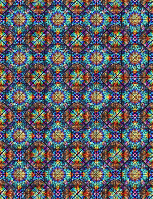 Colorful Stained Glass Window Pattern Set 7 Pattern Image Transfer Sheet For Polymer Clay