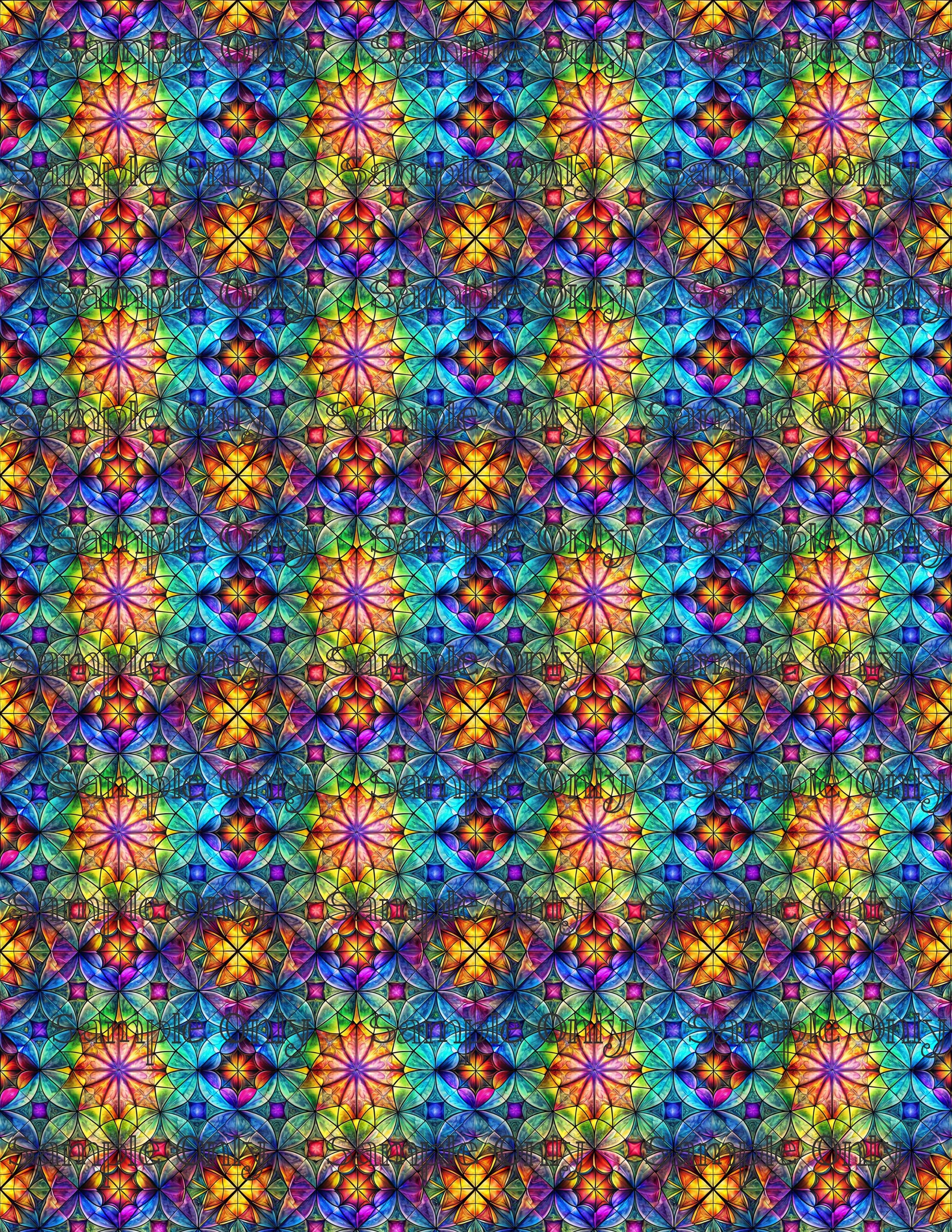 Colorful Stained Glass Window Pattern Set 8 Pattern Image Transfer Sheet For Polymer Clay