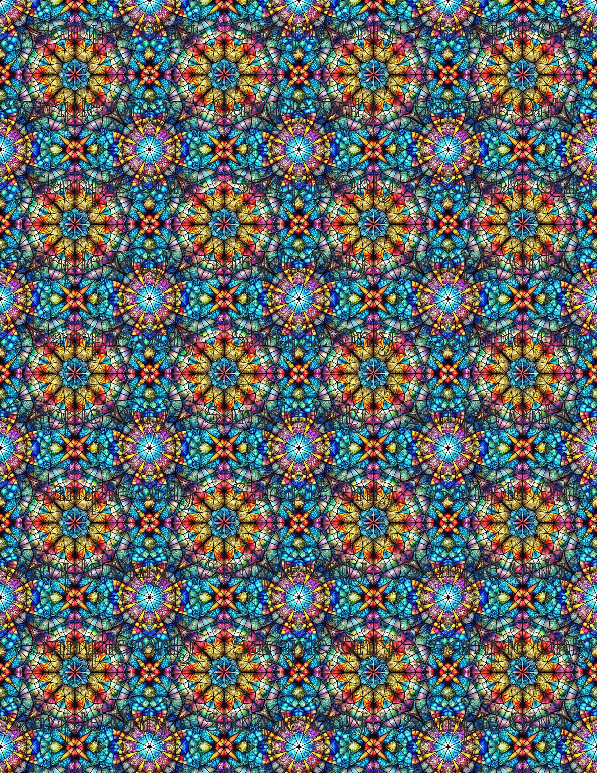 Colorful Stained Glass Window Pattern Set 10 Pattern Image Transfer Sheet For Polymer Clay