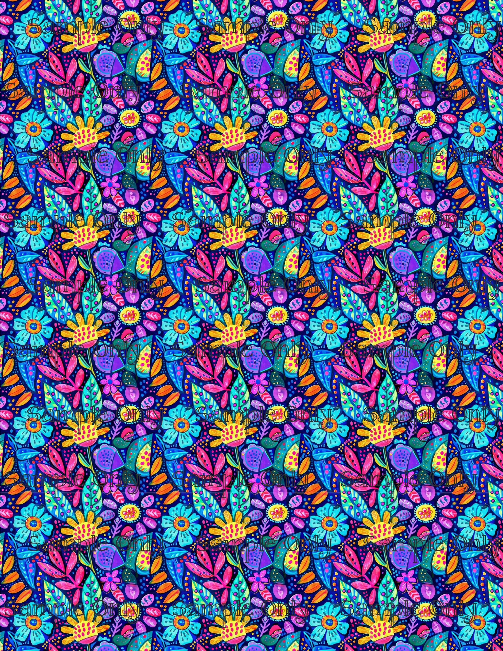 Hippie Floral Pattern Set 2 Pattern Image Transfer Sheet For Polymer Clay