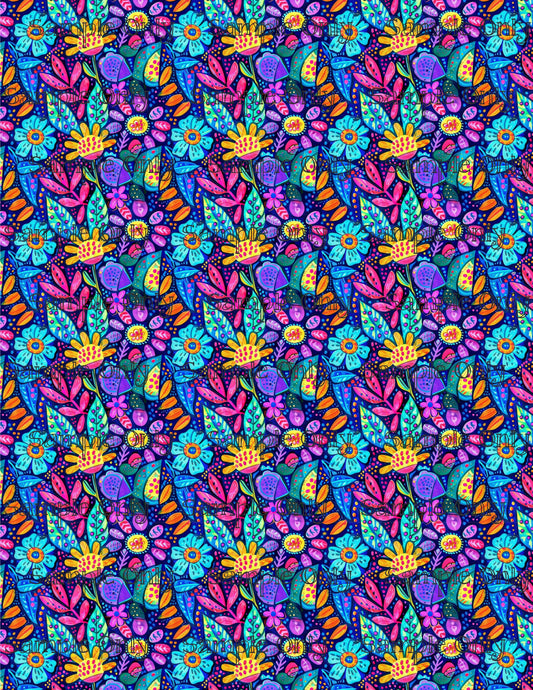 Hippie Floral Pattern Set 2 Pattern Image Transfer Sheet For Polymer Clay