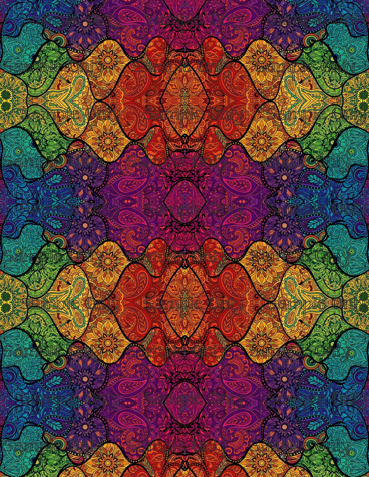 Rainbow Boho Tapestry Pattern Set 1 Pattern Image Transfer Sheet For Polymer Clay