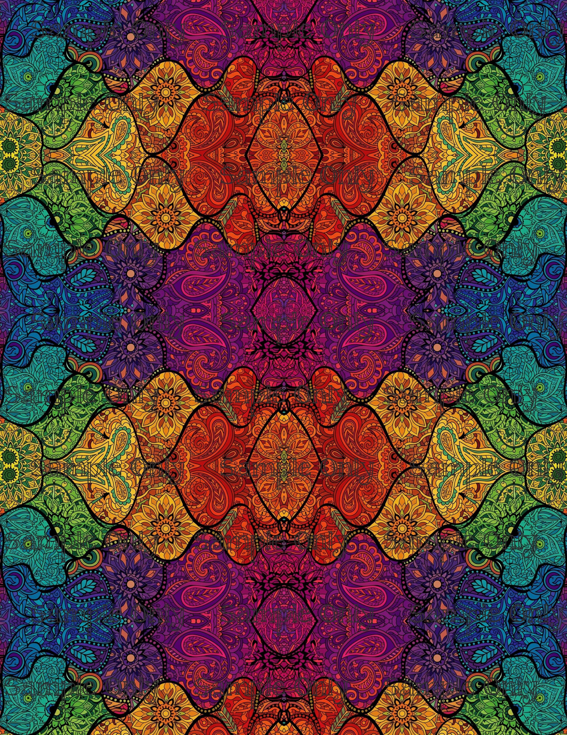 Rainbow Boho Tapestry Pattern Set 1 Pattern Image Transfer Sheet For Polymer Clay