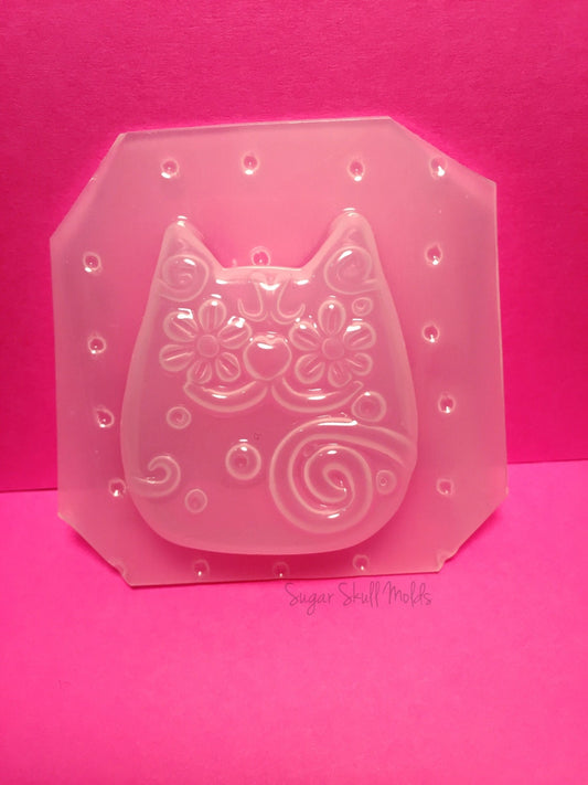 Chibi Floral Kitty Cat Flexible Plastic Resin Mold SSM Exclusive Design