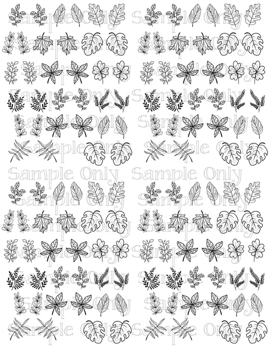 .75 Inch Tropical Leaves Image Sheet For Polymer Clay Transfer Decal DIGITAL FILE OR PRINTED