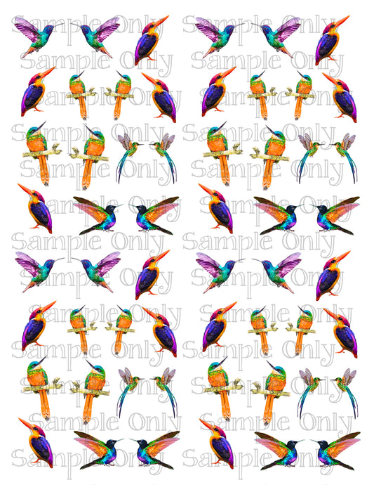 Kingfisher and Hummingbird Printed Water Soluble Image Transfer Sheet For Polymer Clay