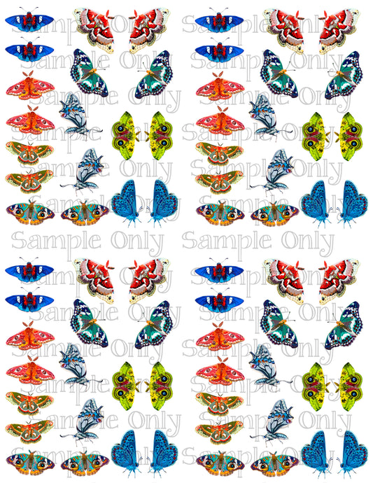 Watercolor Butterfly Moths Printed Water Soluble Image Transfer Sheet For Polymer Clay