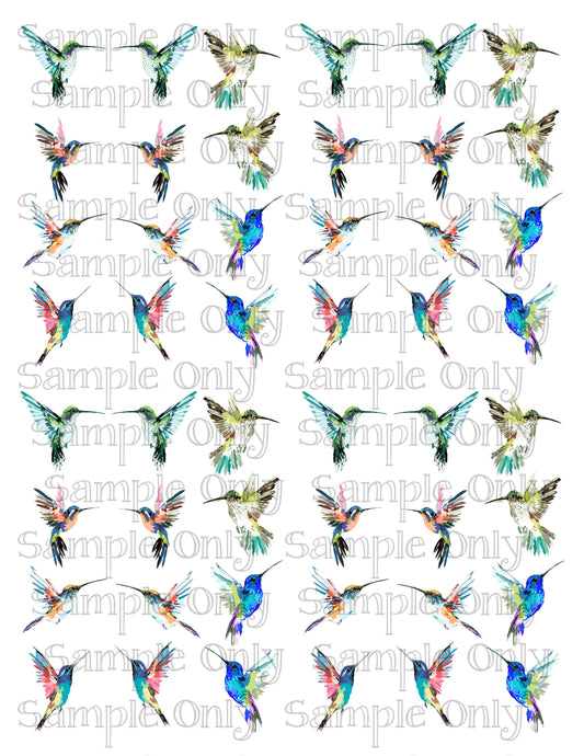 Colorful Hummingbird Set 3 Printed Water Soluble Image Transfer Sheet For Polymer Clay