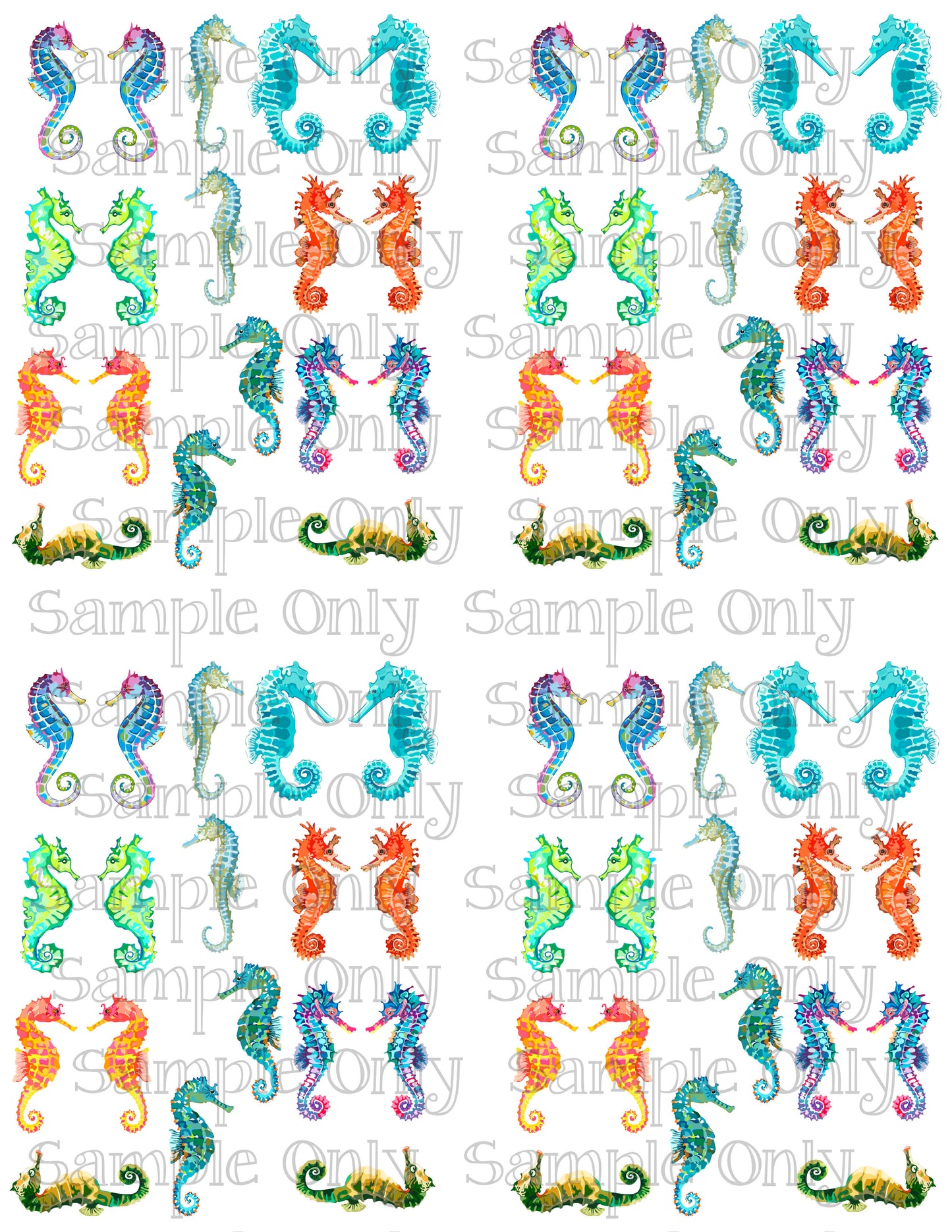 Bright Sea Horse Seahorse Printed Water Soluble Image Transfer Sheet For Polymer Clay