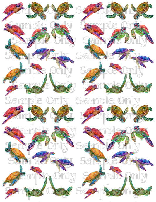 Bright Sea Turtle Printed Water Soluble Image Transfer Sheet For Polymer Clay