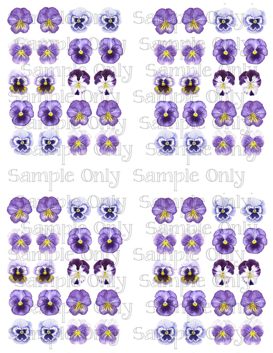 .75 Inch Pansy Flower Image Set 2 Transfer Sheet For Polymer Clay