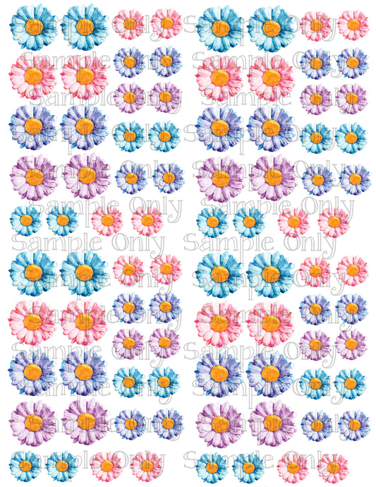 1 Inch Pastel Daisy Flowers Image Transfer Sheet For Polymer Clay