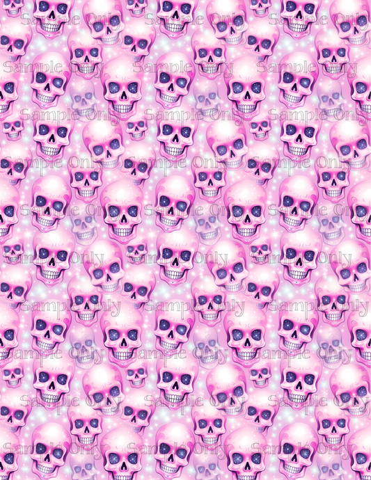 Halloween Pastel Skulls 03 Image Sheet For Polymer Clay Transfer Decal DIGITAL FILE OR PRINTED