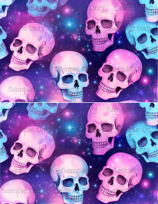 Halloween Pastel Skulls 01 Image Sheet For Polymer Clay Transfer Decal DIGITAL FILE OR PRINTED