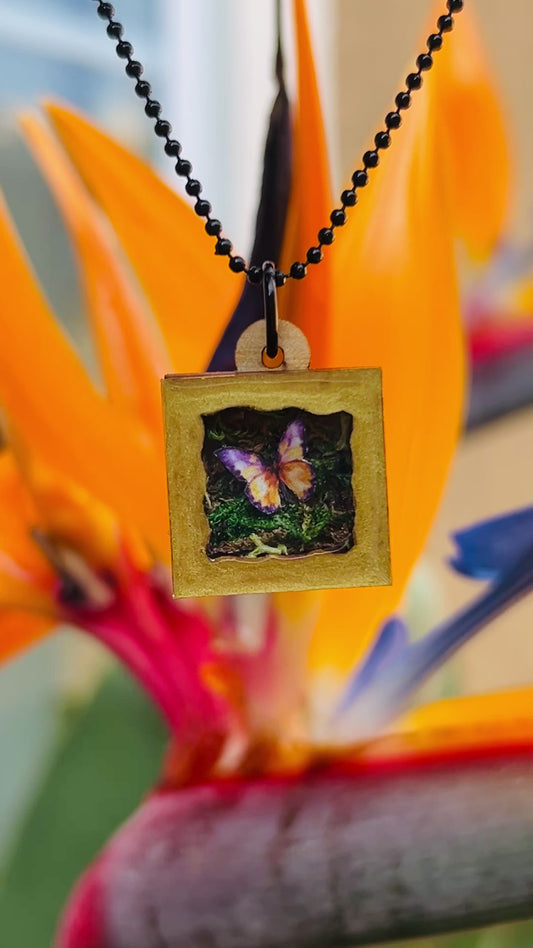 Single Garden Butterfly Shadowbox Specimen Necklace YOU CHOOSE