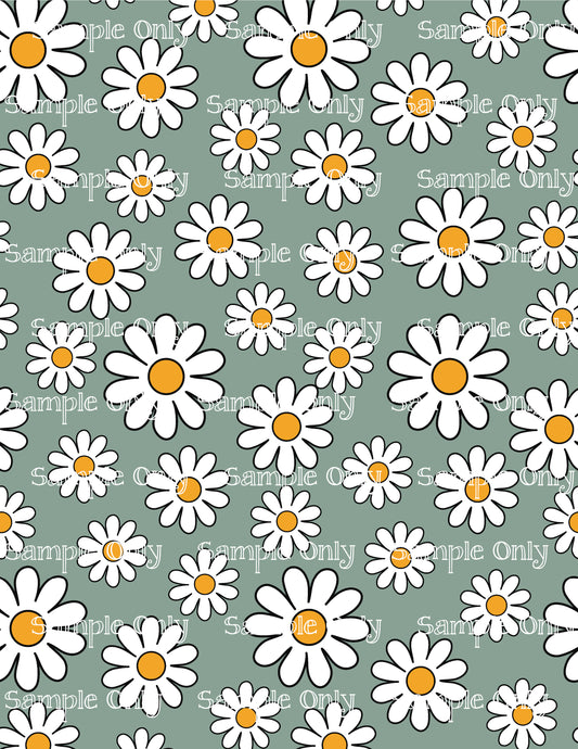 Retro Boho Sage Daisy Flowers Floral Pattern Image Sheet For Polymer Clay Transfer Decal DIGITAL FILE OR PRINTED RT10