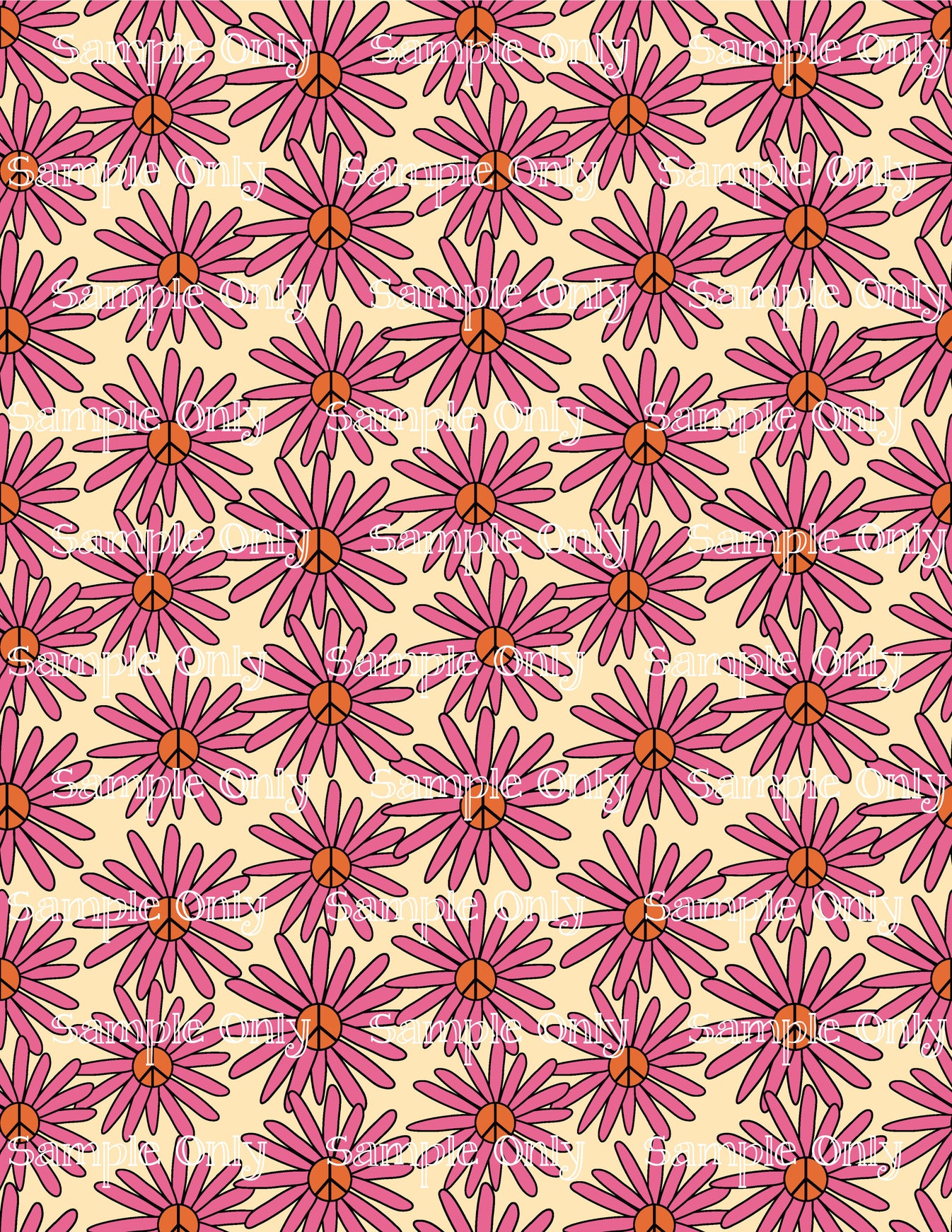 Retro boho peace daisy flowers floral pattern image sheet for polymer