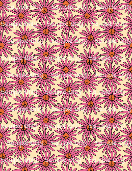 Retro Boho Peace Daisy Flowers Floral Pattern Image Sheet For Polymer Clay Transfer Decal DIGITAL FILE OR PRINTED RT12