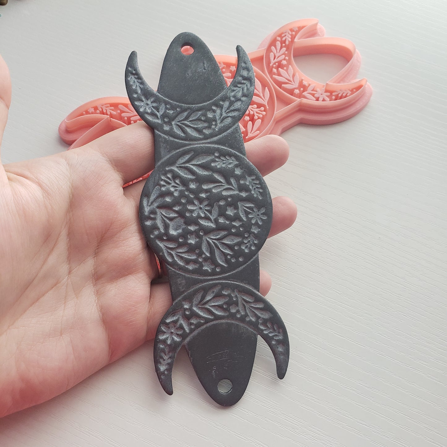 Floral Moons Headband Bracelet or Bookmark Polymer Clay Cutter TPAB