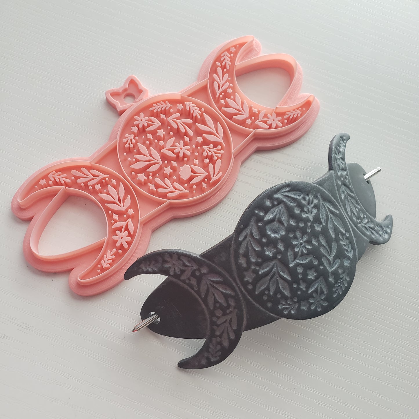 Floral Moons Headband Bracelet or Bookmark Polymer Clay Cutter TPAB