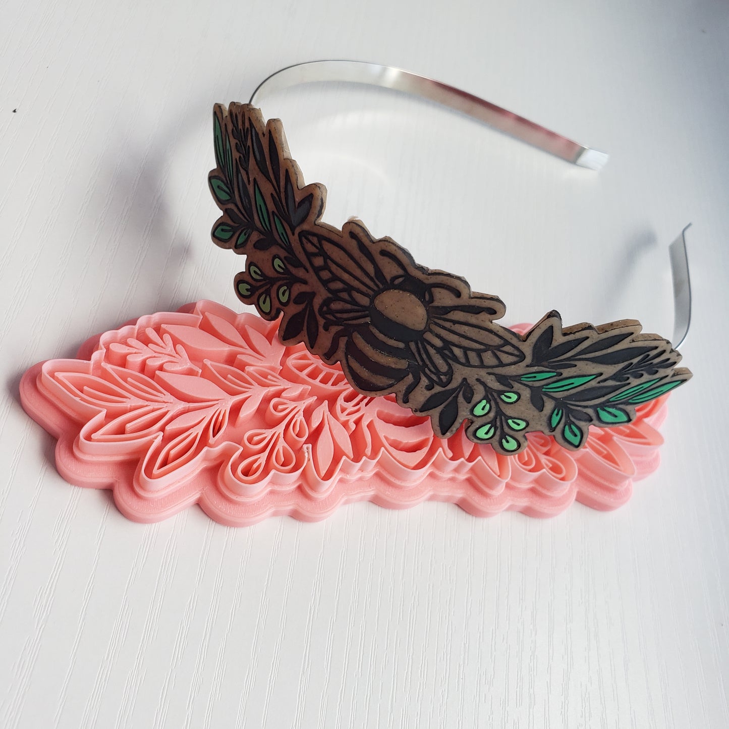 Ornate Bee Headband Bracelet or Bookmark Polymer Clay Cutter TPAB