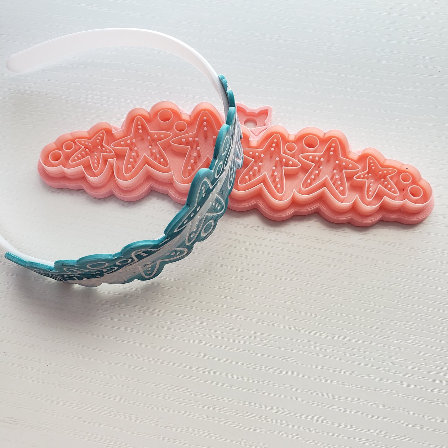 2pc Starfish and Bubbles Headband Bracelet or Bookmark and Stud Polymer Clay Cutter TPAB