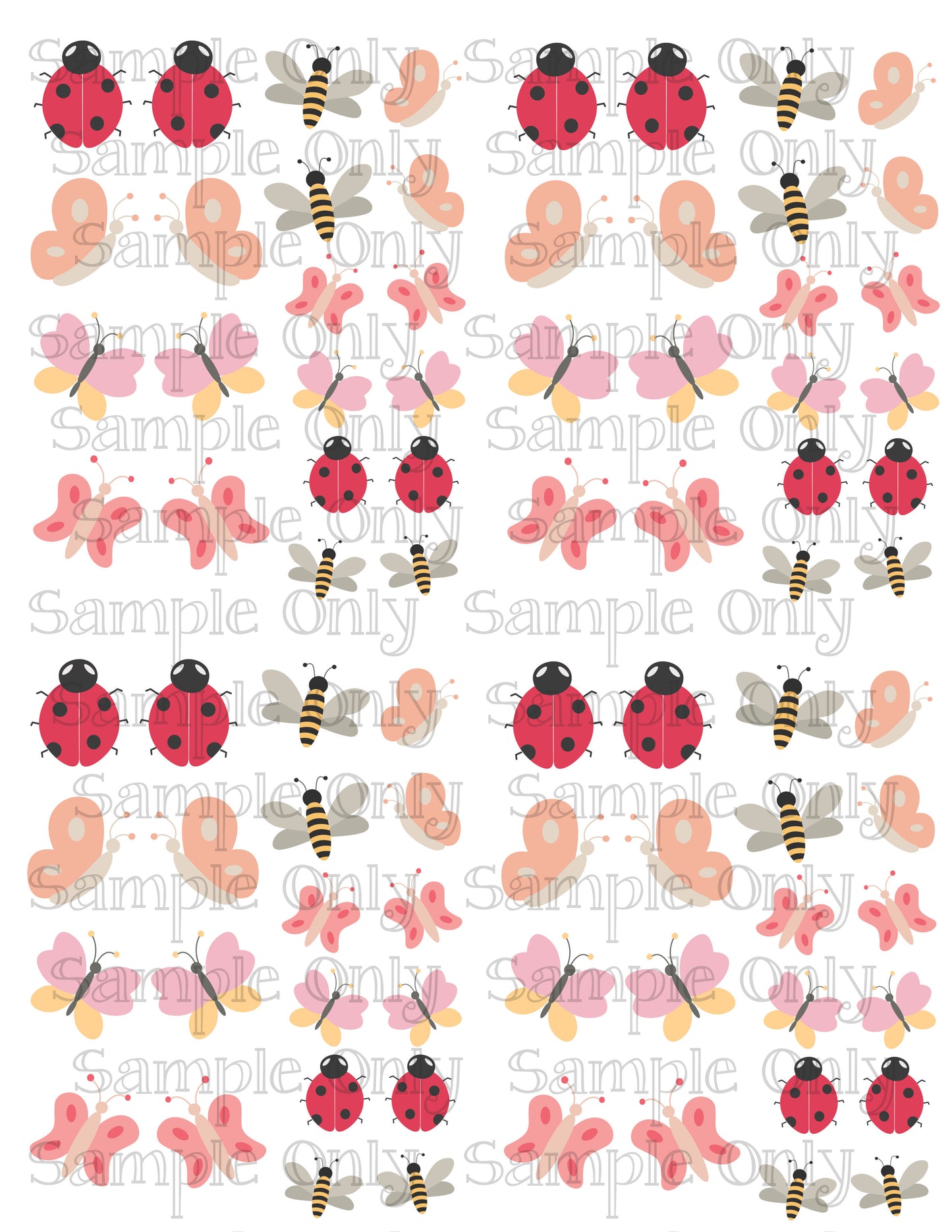 1 inch Spring Insect Set-03 Image Sheet For Polymer Clay Transfer Decal DIGITAL FILE OR PRINTED