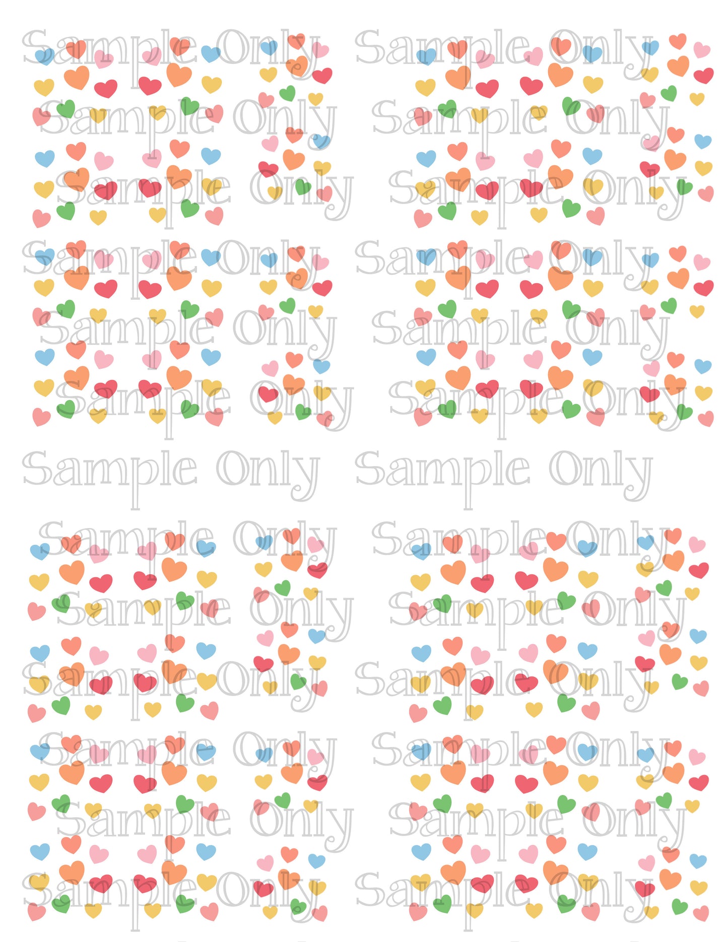 1 inch Colorful Confetti Hearts Image Sheet For Polymer Clay Transfer Decal DIGITAL FILE OR PRINTED