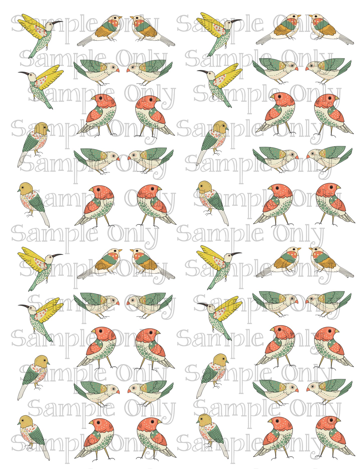 1 Inch Spring Floral Birds Image Transfer Sheet For Polymer Clay