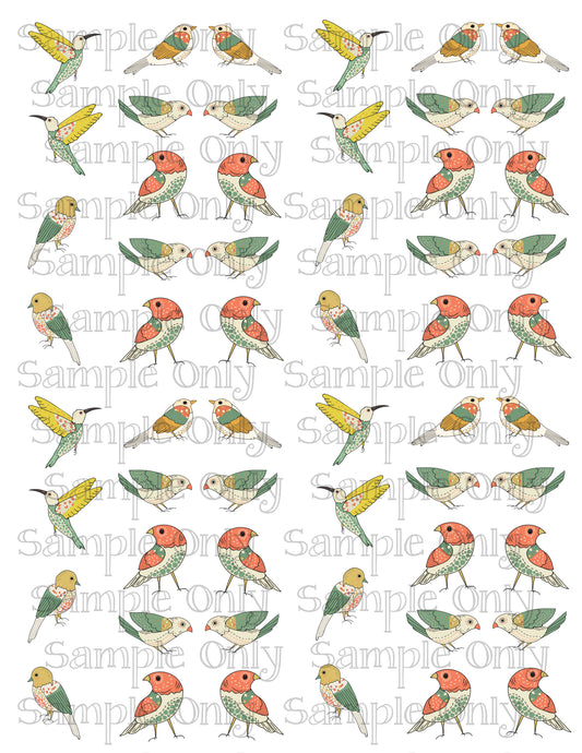 1 Inch Spring Floral Birds Image Transfer Sheet For Polymer Clay