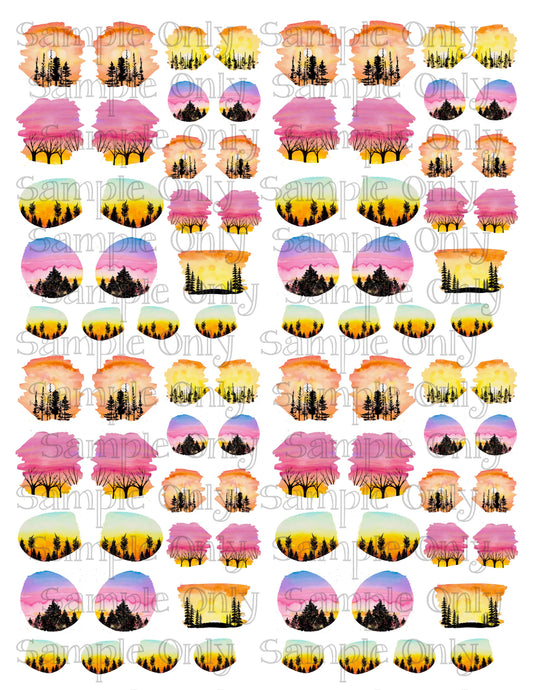 Scenic Sky and Trees Set 4 Image Sheet For Polymer Clay Transfer Decal DIGITAL FILE OR PRINTED