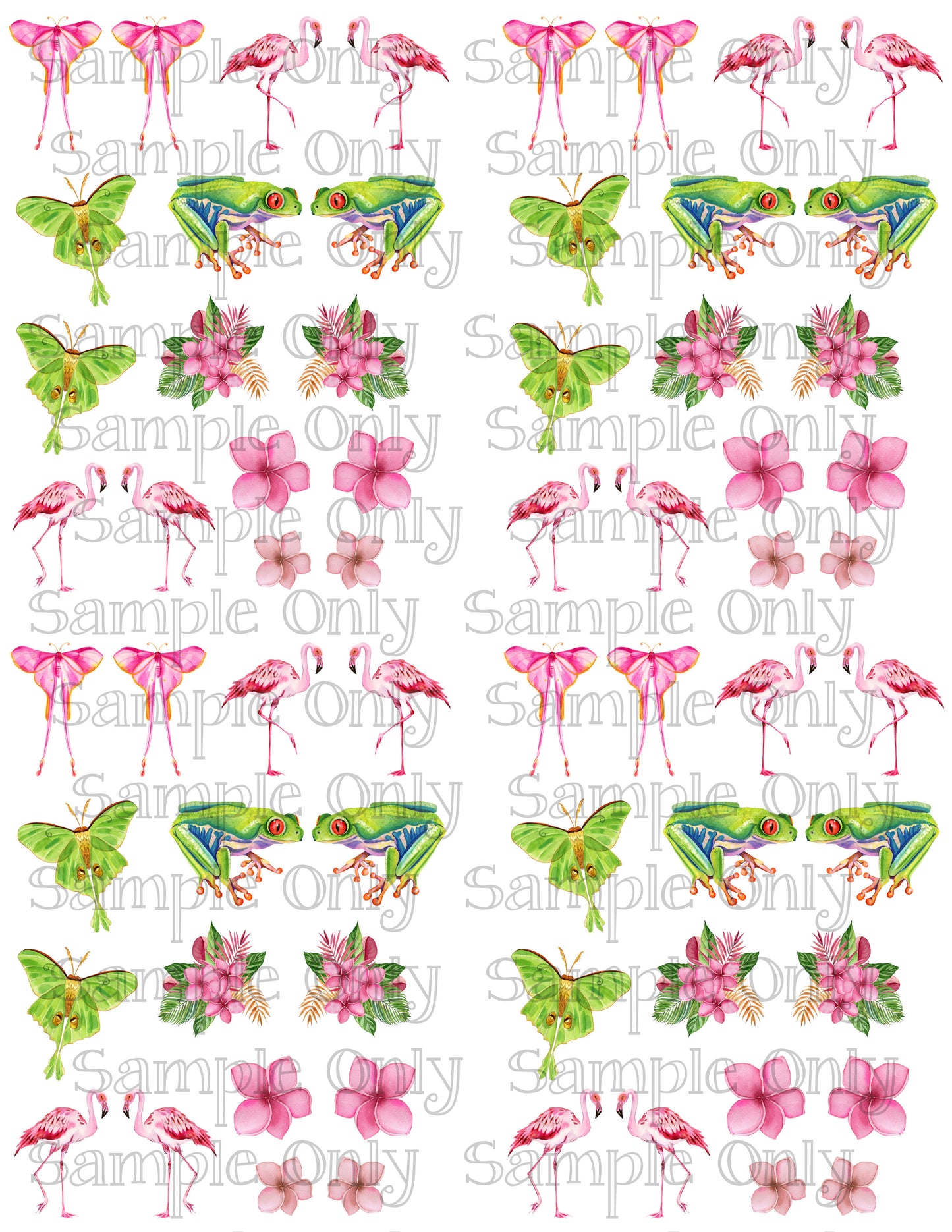 1.25 Inch Tropical Animals and Flowers Image Transfer Sheet For Polymer Clay