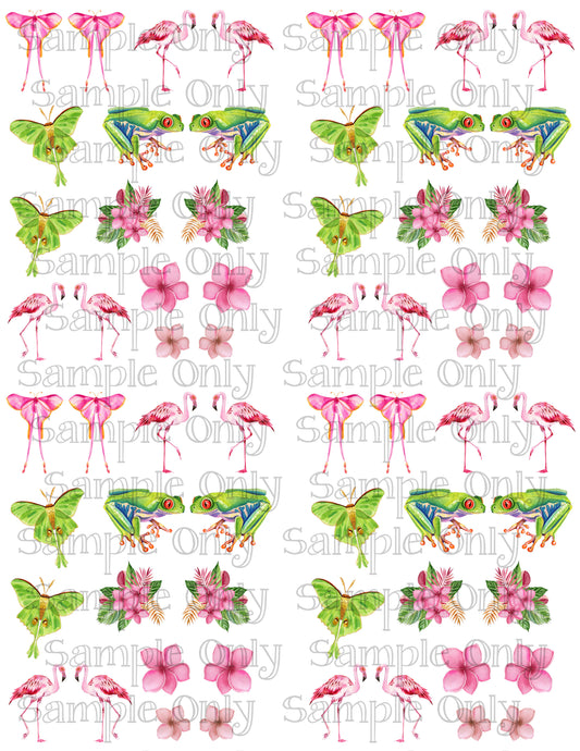 1.25 Inch Tropical Animals and Flowers Image Transfer Sheet For Polymer Clay