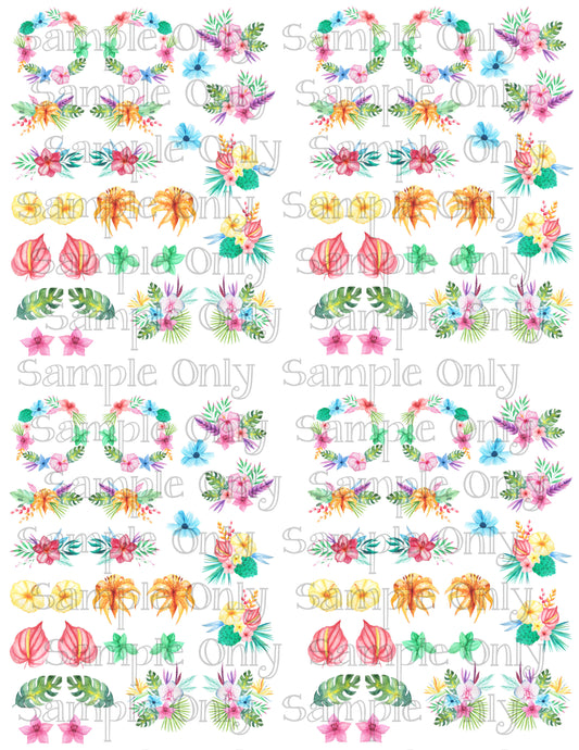 Tropical Floral Wreath and Arrangements Image Sheet For Polymer Clay Transfer Decal DIGITAL FILE OR PRINTED