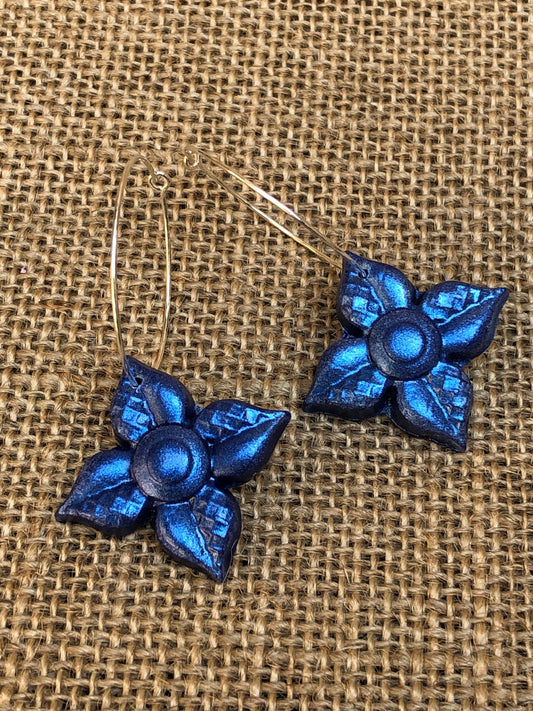 Four Petal Boho Wildflower Hoop Earrings YOU CHOOSE