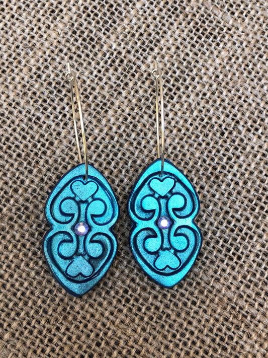 Boho Rhinestone Oval Scroll Hoop Earrings YOU CHOOSE