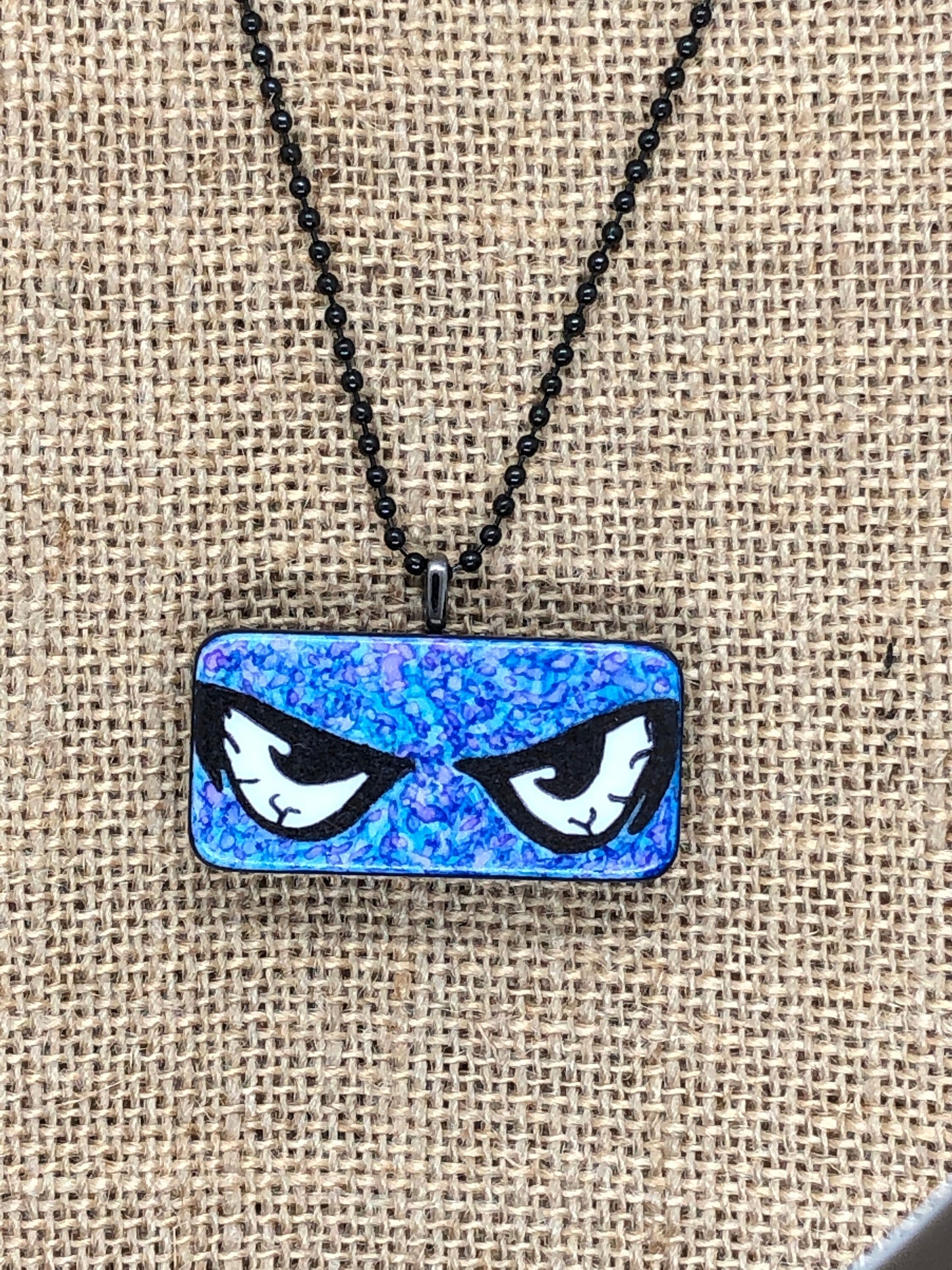 Creepy Monster Eyes Upcycled Domino Pendant Necklace