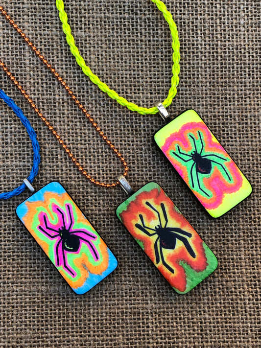 Radioactive Spider Upcycled Domino Pendant Necklace YOU CHOOSE