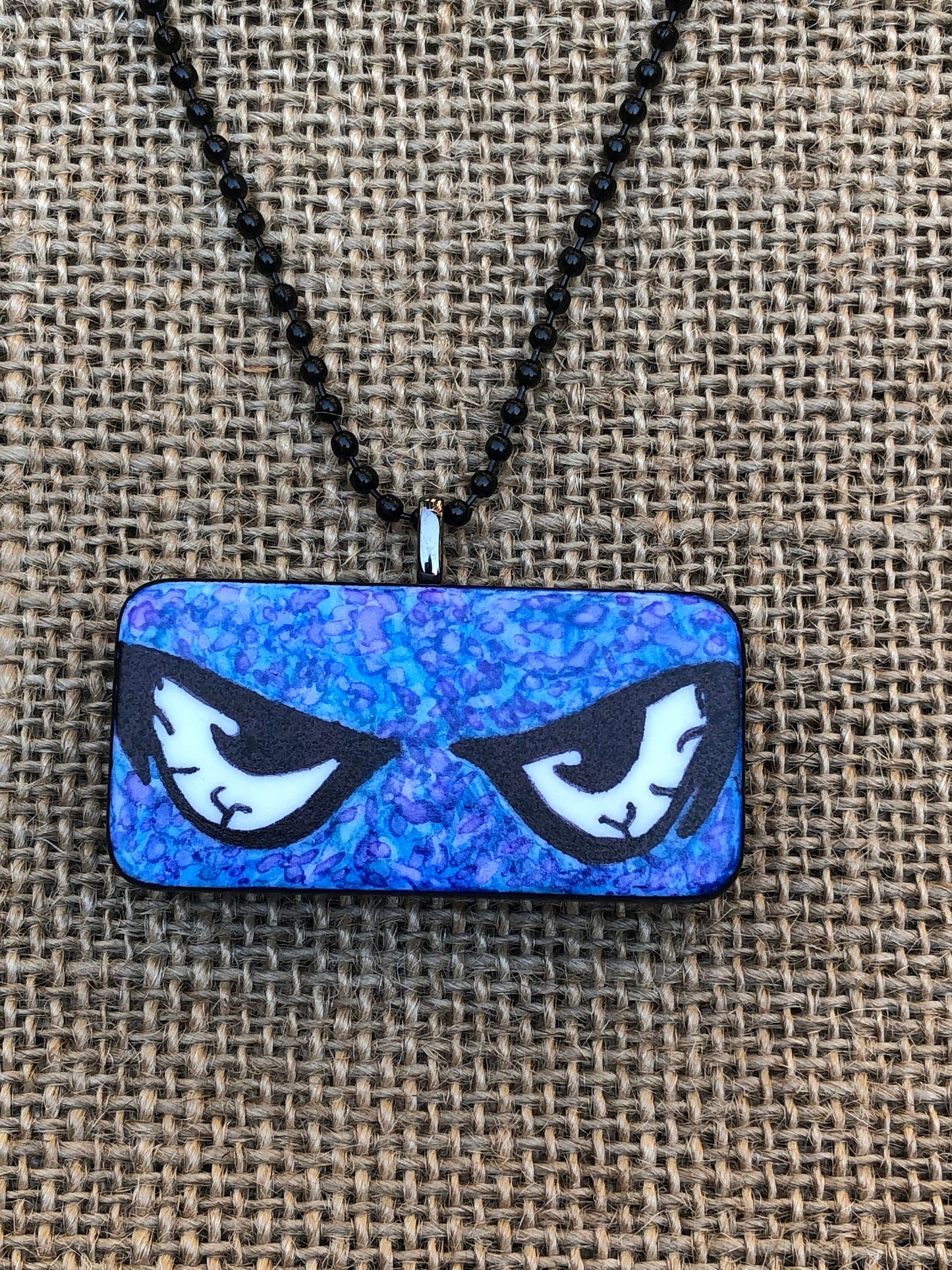Creepy Monster Eyes Upcycled Domino Pendant Necklace